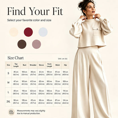✨ Limited-Time Offer | Women's Cropped Top & Wide-Leg Pants Set