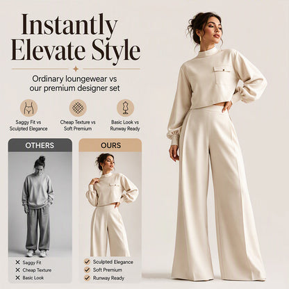 ✨ Limited-Time Offer | Women's Cropped Top & Wide-Leg Pants Set