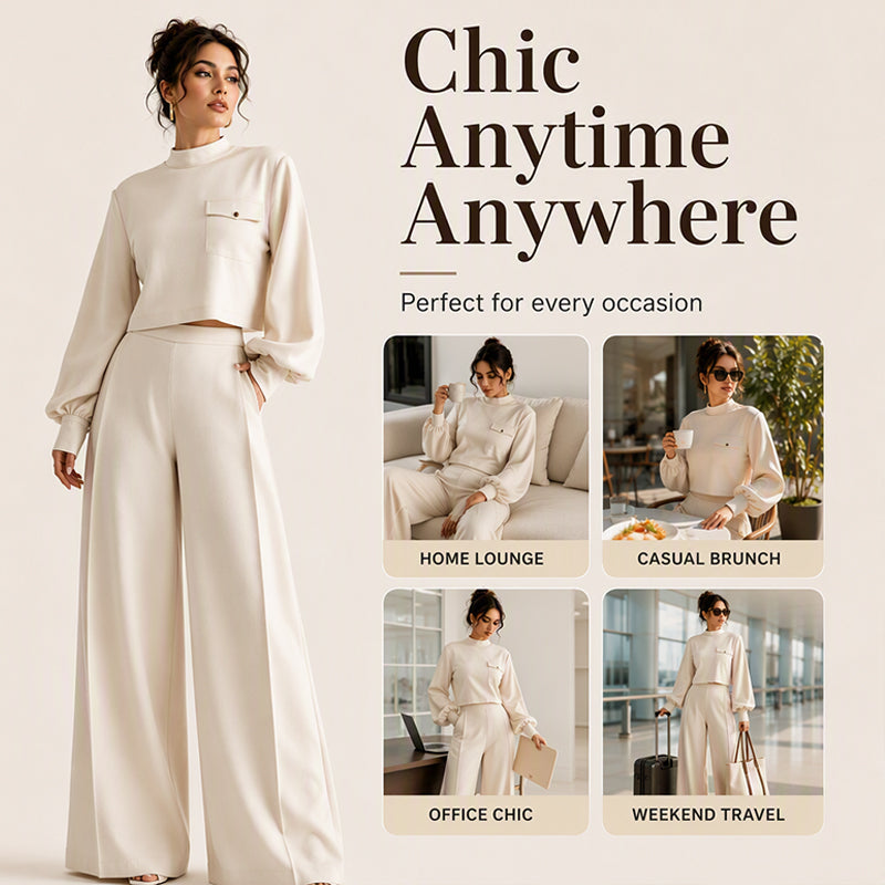 ✨ Limited-Time Offer | Women's Cropped Top & Wide-Leg Pants Set