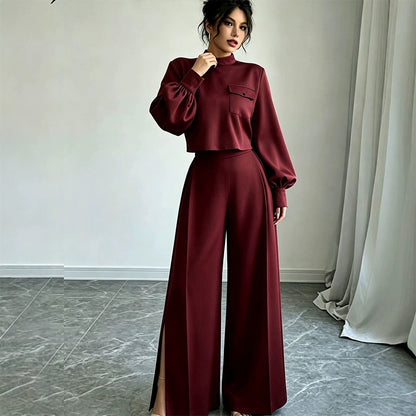 ✨ Limited-Time Offer | Women's Cropped Top & Wide-Leg Pants Set