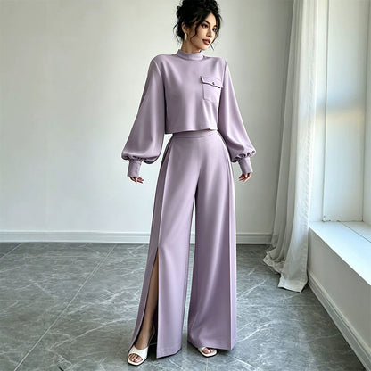 ✨ Limited-Time Offer | Women's Cropped Top & Wide-Leg Pants Set