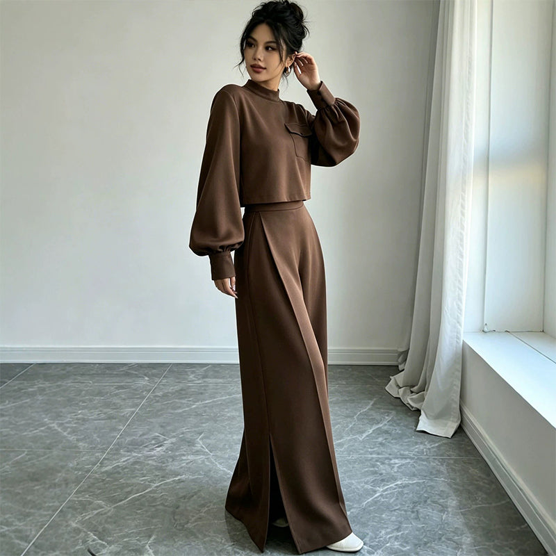 ✨ Limited-Time Offer | Women's Cropped Top & Wide-Leg Pants Set